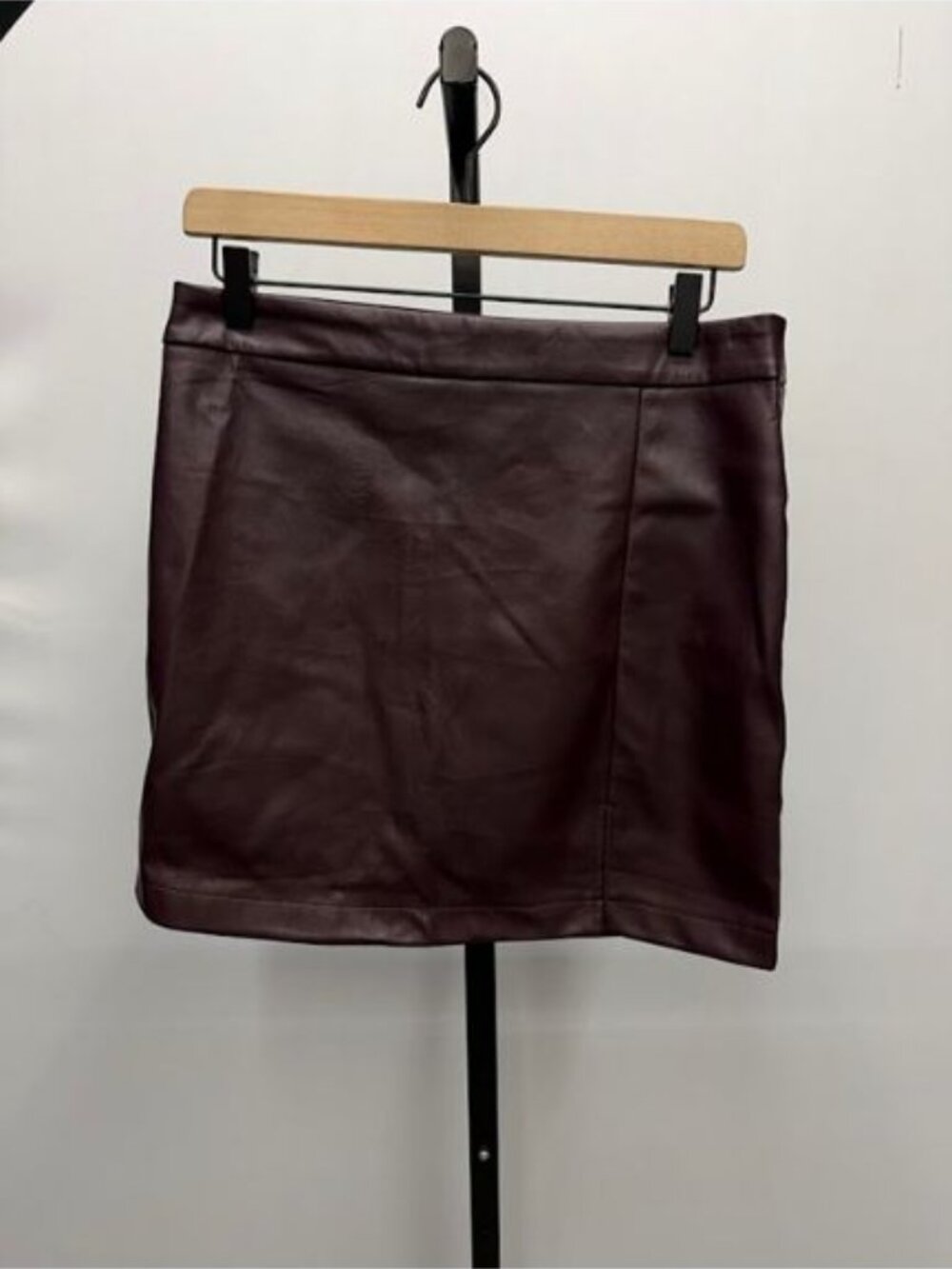 Burgundy Faux Leather Mini Skirt